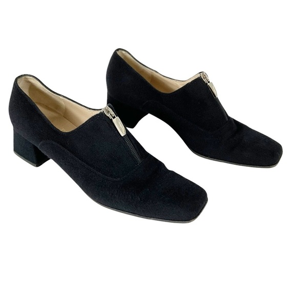 Salvatore Ferragamo Black Pony Hair Square Toe Block Heels Size 9 Made in Italy - Picture 9 of 14